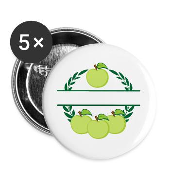 Apples in laurel wreath green apples - Buttons large 2.2''/56 mm (5-pack) - white - Front