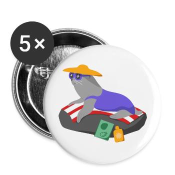 Sommer - Buttons groß 56 mm (5er Pack) - Weiß - Vorne