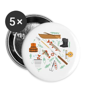 Wassersport - Buttons groß 56 mm (5er Pack) - Weiß - Vorne