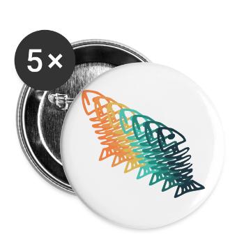 Pêche vintage - Lot de 5 grands badges (56 mm) - blanc - Devant