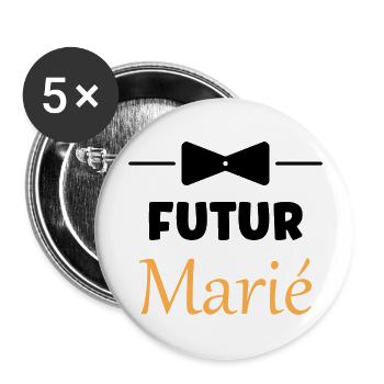Futur marié - Lot de 5 grands badges (56 mm) - blanc - Devant