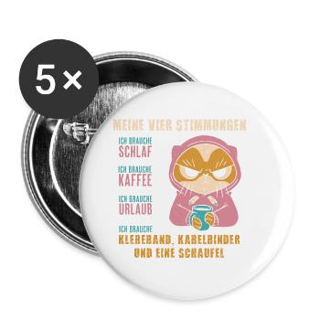 Meine 4 Stimmungen - grumpy - Buttons groß 56 mm (5er Pack) - Weiß - Vorne