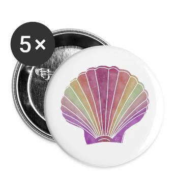 "Scallop", Boho Line Art Design, "Shells" - Buttons large 2.2''/56 mm (5-pack) - white - Front