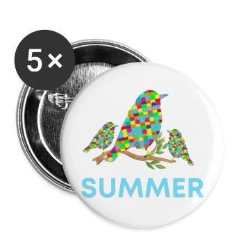 Sommer in der Natur, Urlaub in der Natur - Buttons groß 56 mm (5er Pack) - Weiß - Vorne