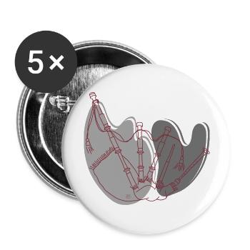 « Bagpipes », Boho Line Art Design, série « Music » - Lot de 5 grands badges (56 mm) - blanc - Devant