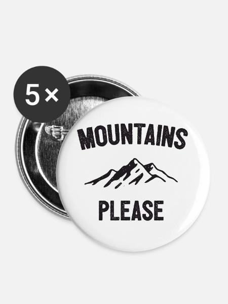 Berge bitte - Buttons groß 56 mm (5er Pack) - Weiß