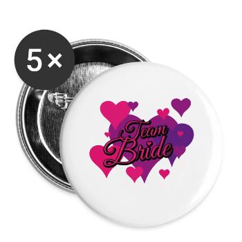 Team Bride - Buttons groß 56 mm (5er Pack) - Weiß - Vorne