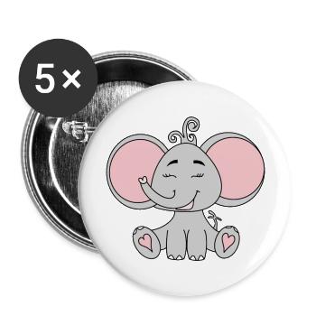 Éléphant - Lot de 5 grands badges (56 mm) - blanc - Devant