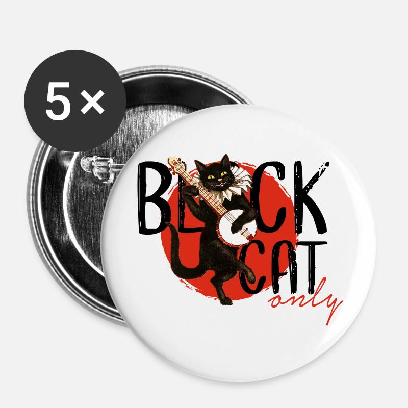 Black cat.Chat noir rétro. - Buttons large 2.2''/56 mm (5-pack) - white