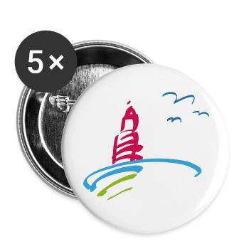 Leuchtturm Urlaub - Buttons groß 56 mm (5er Pack) - Weiß - Vorne