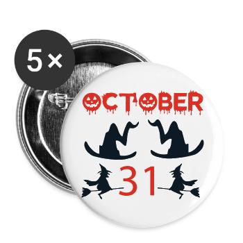 Sorcières Joyeux T-shirt Halloween Chat noir, Jack - Lot de 5 grands badges (56 mm) - blanc - Devant