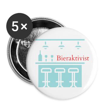 Bieraktivist! Party, Mallorca, Karneval, JGA! - Buttons groß 56 mm (5er Pack) - Weiß - Vorne