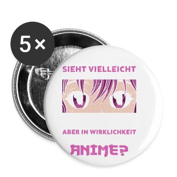Zuhören? Ich denke an Anime - Buttons groß 56 mm (5er Pack) - Weiß - Vorne