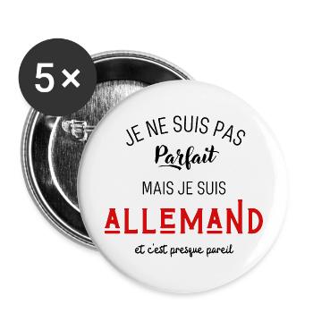 Pas parfait mais allemand - Lot de 5 grands badges (56 mm) - blanc - Devant