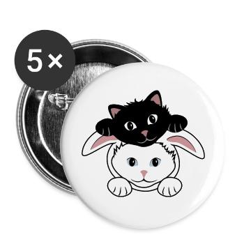 Lapin et démon - Lot de 5 grands badges (56 mm) - blanc - Devant