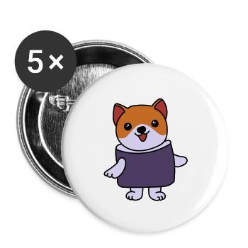 Shiba Inu Chien Sushi Japon Akita I Cadeau - Lot de 5 grands badges (56 mm) - blanc - Devant