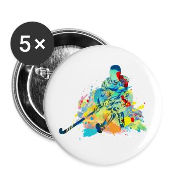 Field Hockey Player Indoor Hockey Hockey Game - Buttons large 2.2''/56 mm (5-pack) - white - Front