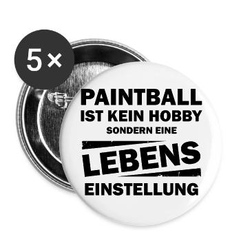 Paintball Airsoft - Buttons groß 56 mm (5er Pack) - Weiß - Vorne