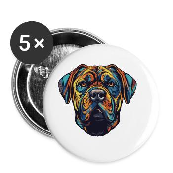 Mastiff Hund Portrait - Buttons groß 56 mm (5er Pack) - Weiß - Vorne