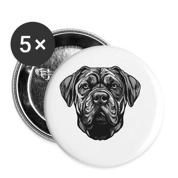 Mastiff Hund Portrait Tier - Buttons groß 56 mm (5er Pack) - Weiß - Vorne