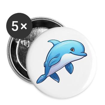 Delfin - Buttons groß 56 mm (5er Pack) - Weiß - Vorne