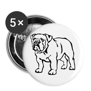 English Bulldog - Buttons large 2.2''/56 mm (5-pack) - white - Front