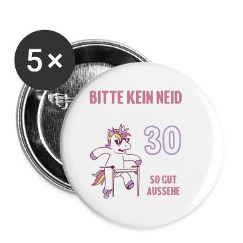 Kein Neid wegen guten Aussehen - 30. Geburtstag - Buttons groß 56 mm (5er Pack) - Weiß - Vorne