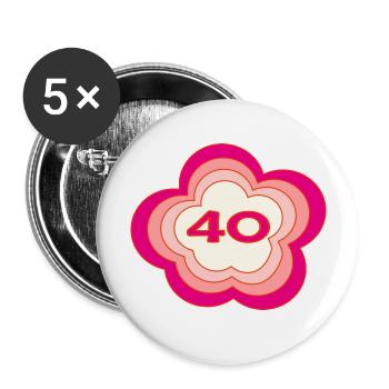 HAPPY BIRTHDAY. JOYEUX ANNIVERSAIRE. ANNIVERSAIRE. - Lot de 5 grands badges (56 mm) - blanc - Devant