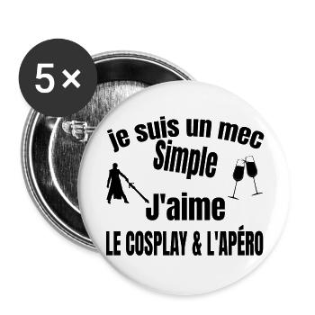 cosplay et apéro - Lot de 5 grands badges (56 mm) - blanc - Devant