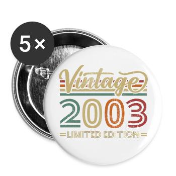 Vintage 2003 Anniversaire Rétro - Lot de 5 grands badges (56 mm) - blanc - Devant