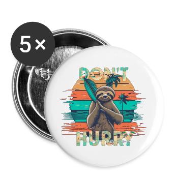 Faultier - Buttons groß 56 mm (5er Pack) - Weiß - Vorne