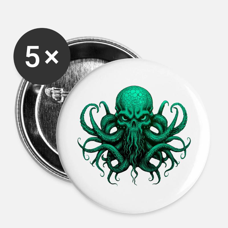 Cthulhu - Buttons groß 56 mm (5er Pack) - Weiß