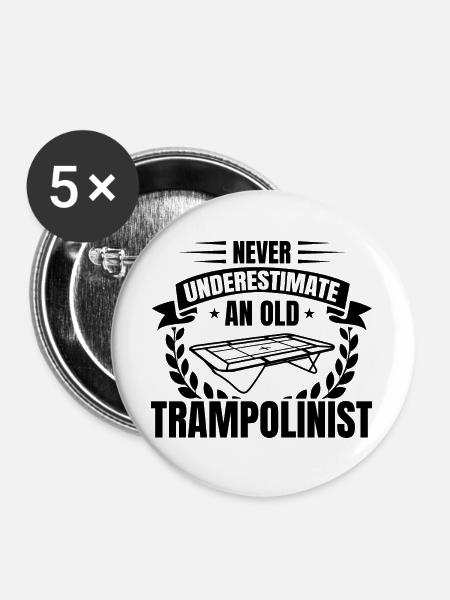 Trampolinspringer Opa - Buttons groß 56 mm (5er Pack) - Weiß