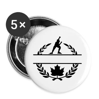 Kanada Ahornblatt Schlittschuh Lorbeerkranz - Buttons groß 56 mm (5er Pack) - Weiß - Vorne