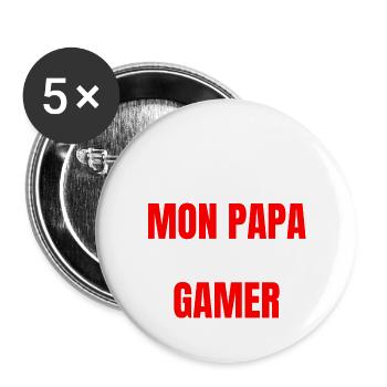 je suis la preuve que papa n’est pas qu’un gamer - Lot de 5 grands badges (56 mm) - blanc - Devant