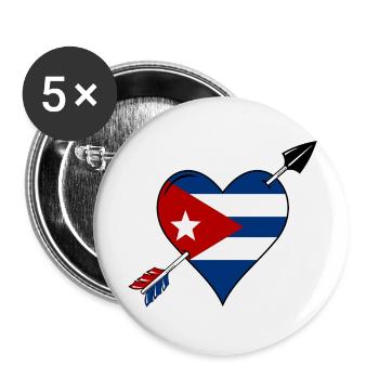 Cuba flag heart in love - Buttons large 2.2''/56 mm (5-pack) - white - Front