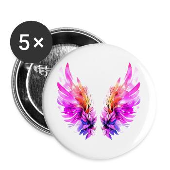 Leuchtend rosa Engelsflügel - Buttons large 2.2''/56 mm (5-pack) - white - Front