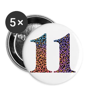 11. Geburtstag Leopard - Buttons groß 56 mm (5er Pack) - Weiß - Vorne