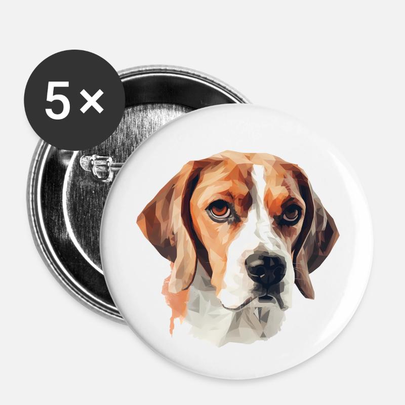 Beagle - Buttons large 2.2''/56 mm (5-pack) - white