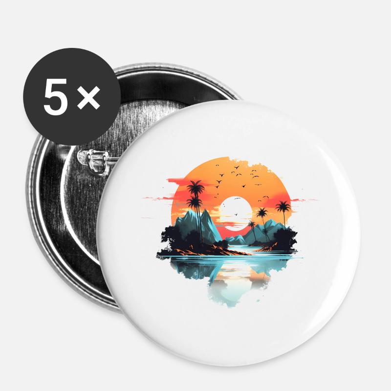 Sunset - Buttons large 2.2''/56 mm (5-pack) - white