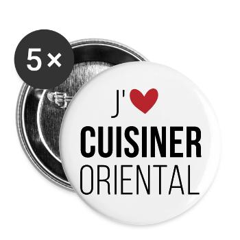 J'aime cuisiner oriental - Lot de 5 grands badges (56 mm) - blanc - Devant