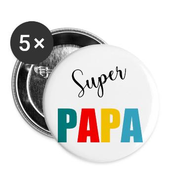 CHRISTMAS. YEAR. ANNIVERSARY. RETIREMENT. DAD. MAMAM. - Buttons large 2.2''/56 mm (5-pack) - white - Front