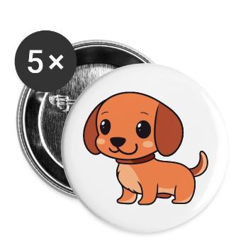 Ein Dackel am Morgen - Buttons groß 56 mm (5er Pack) - Weiß - Vorne