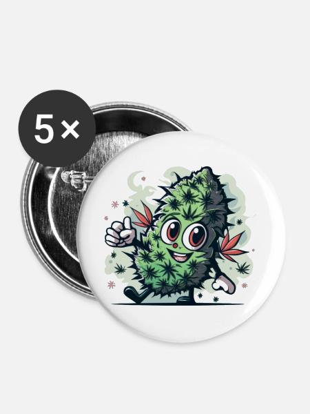 Happy Leaf - Buttons groß 56 mm (5er Pack) - Weiß