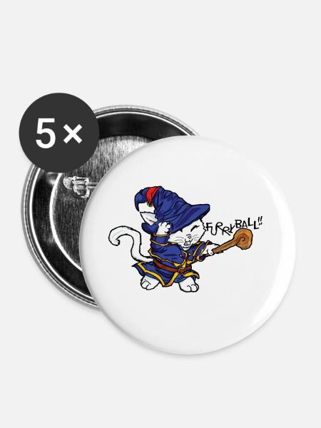 Zaubererkatze in Verzauberung - Buttons groß 56 mm (5er Pack) - Weiß