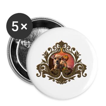 Little Fairy and the Cute Fawn - Buttons large 2.2''/56 mm (5-pack) - white - Front