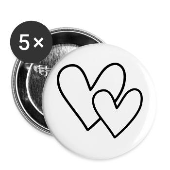 2 Hearts - Buttons large 2.2''/56 mm (5-pack) - white - Front