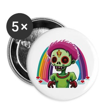 Pride Zombie 03 - Buttons groß 56 mm (5er Pack) - Weiß - Vorne