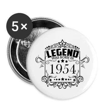 Millésime 1954 Anniversaire Vintage - Lot de 5 grands badges (56 mm) - blanc - Devant