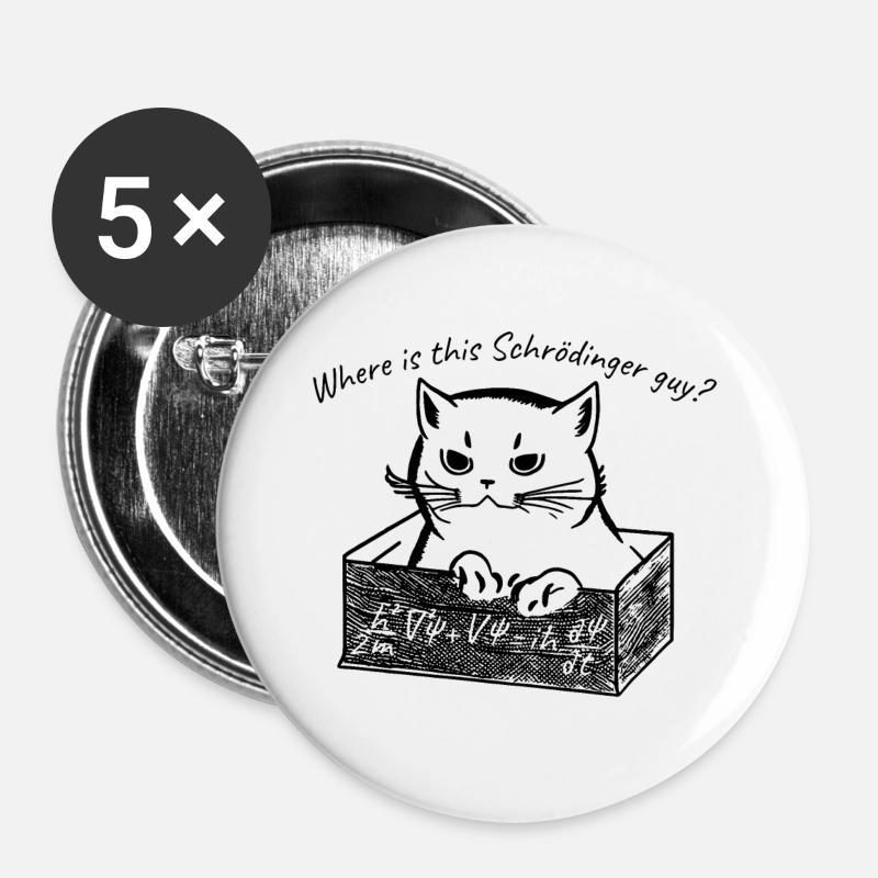 Schödingers Katze - Buttons groß 56 mm (5er Pack) - Weiß